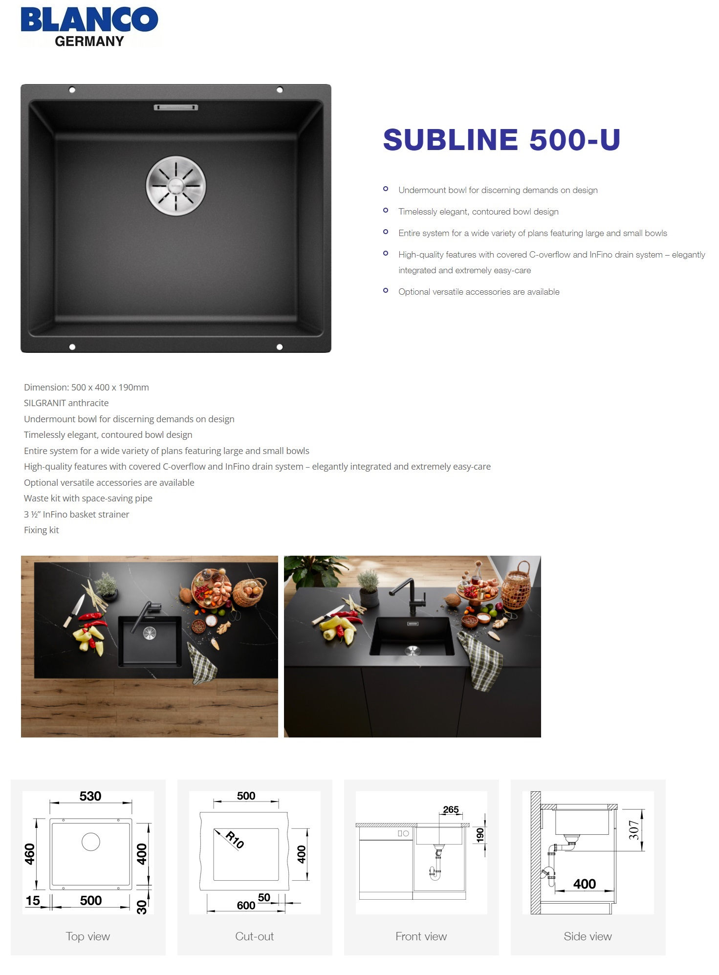 Blanco SubLine 500-U