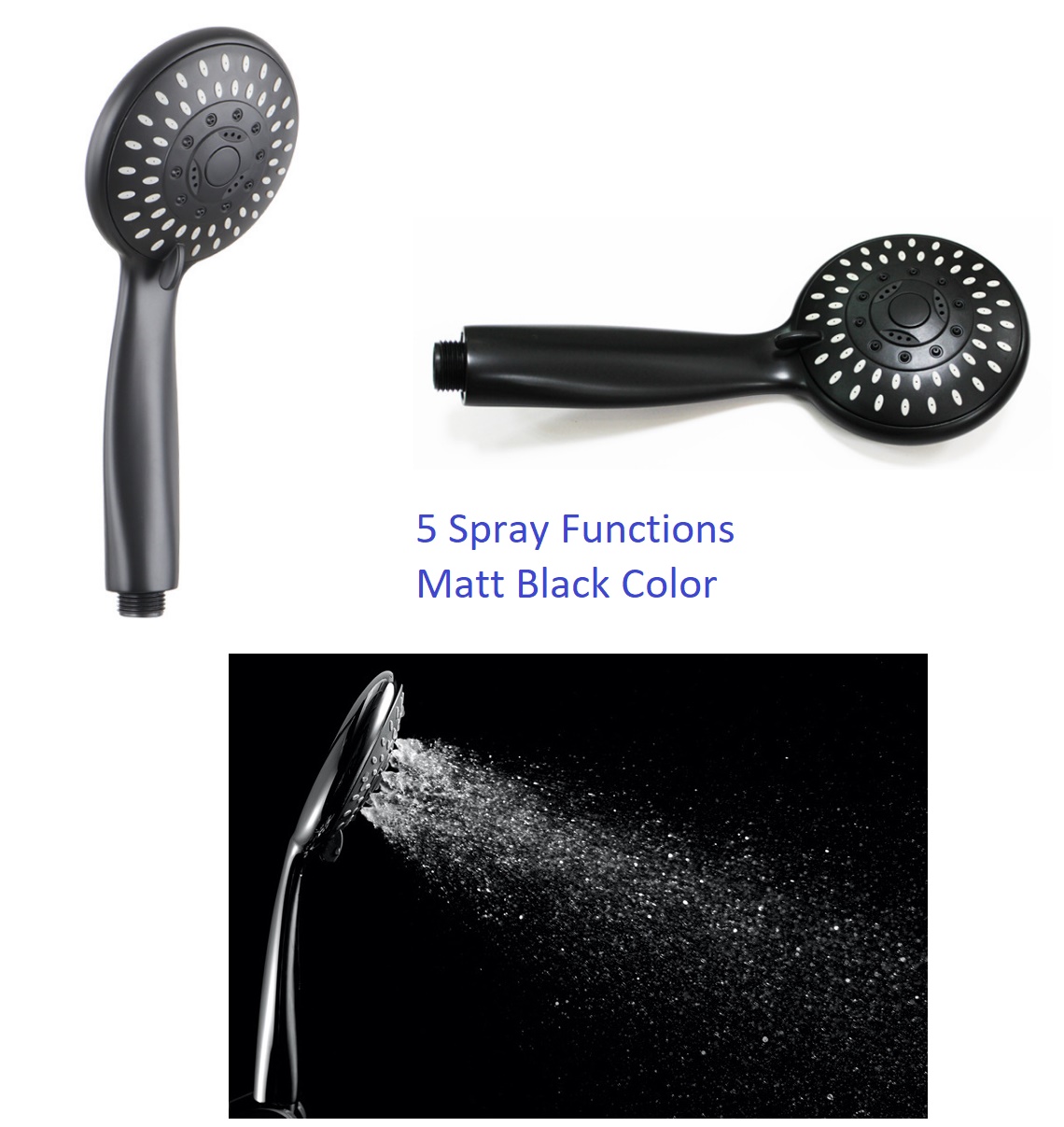 Black Hand Shower Head - Picture