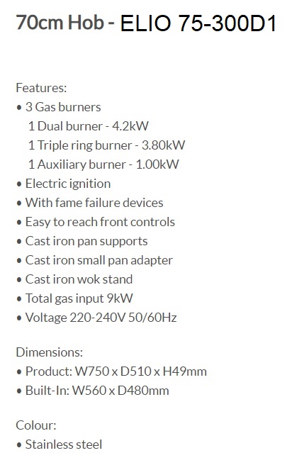 ELIO 75-300D1  Spec