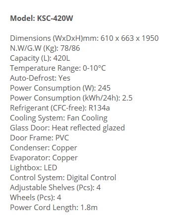 KSC-420W - Specs