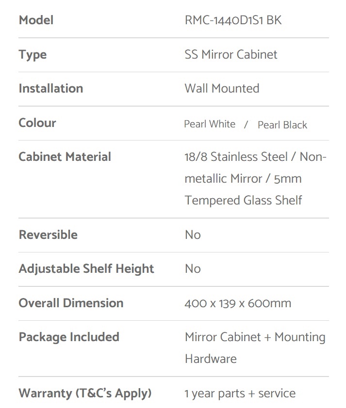 RMC- 1440D1S1 - Specs
