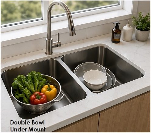 Double bowl undermount kitchen sink