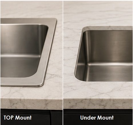 Top mount and undermount kitchen sink comparison