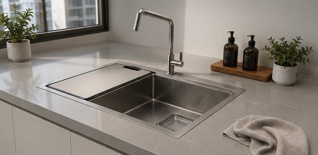 Modern workstation kitchen sink